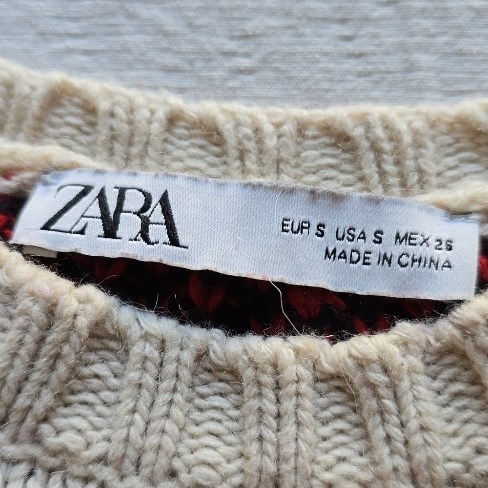 Zara Fair Isle Geometric Knit Sweater Women's Size Small - Picture 3 of 14